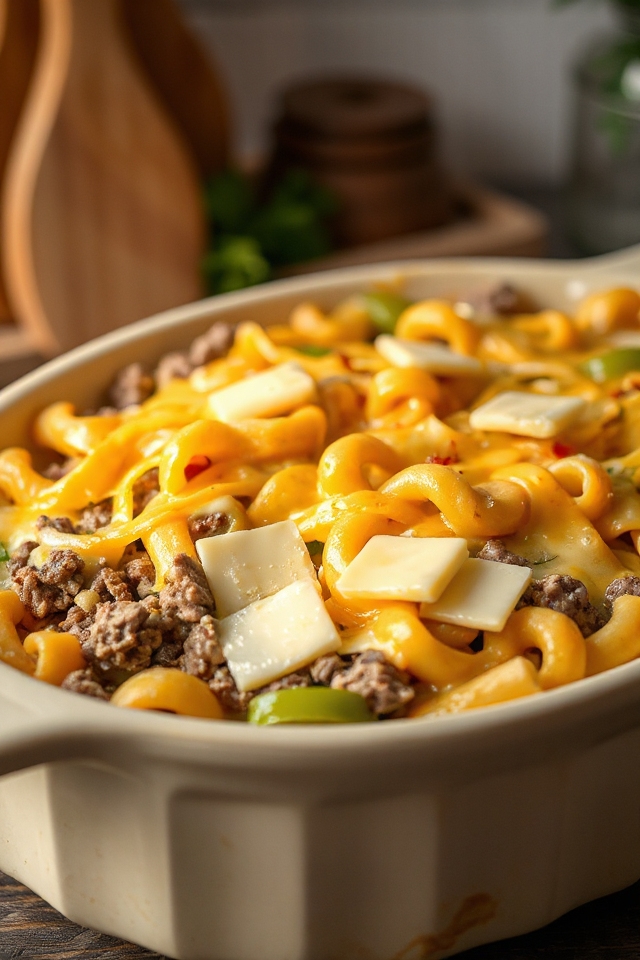 cheesy sirloin pasta bake