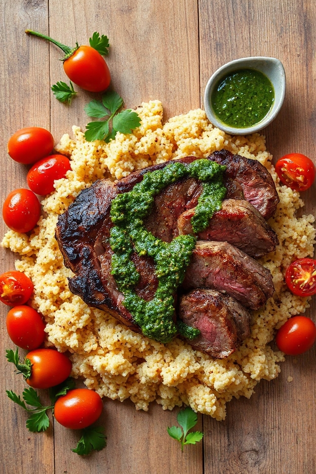 chimichurri steak with veggies