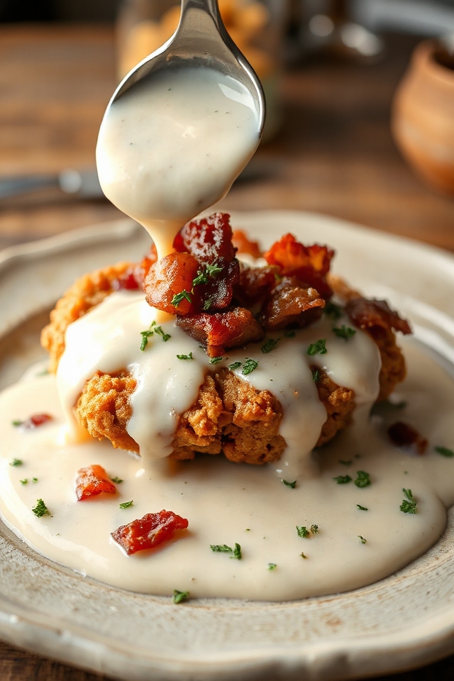 crispy steak with gravy