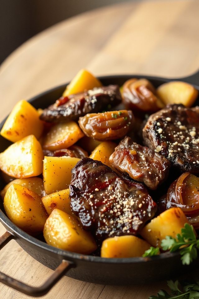 garlic steak with potatoes