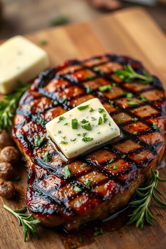 grill steaks add herbed butter