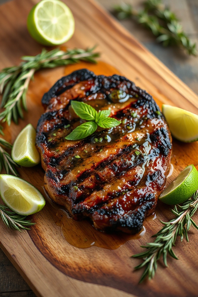 grilled steak with lime