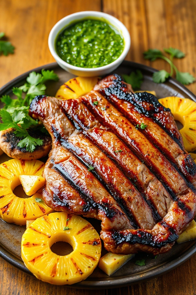 grilled steak with pineapple ginger