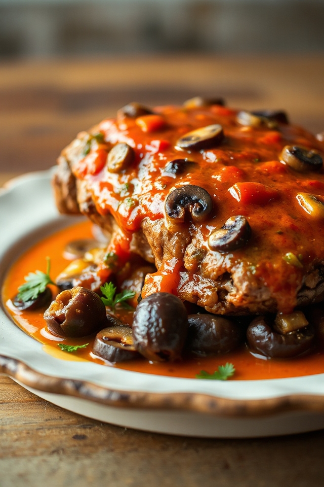 mushroom and olive italian steak