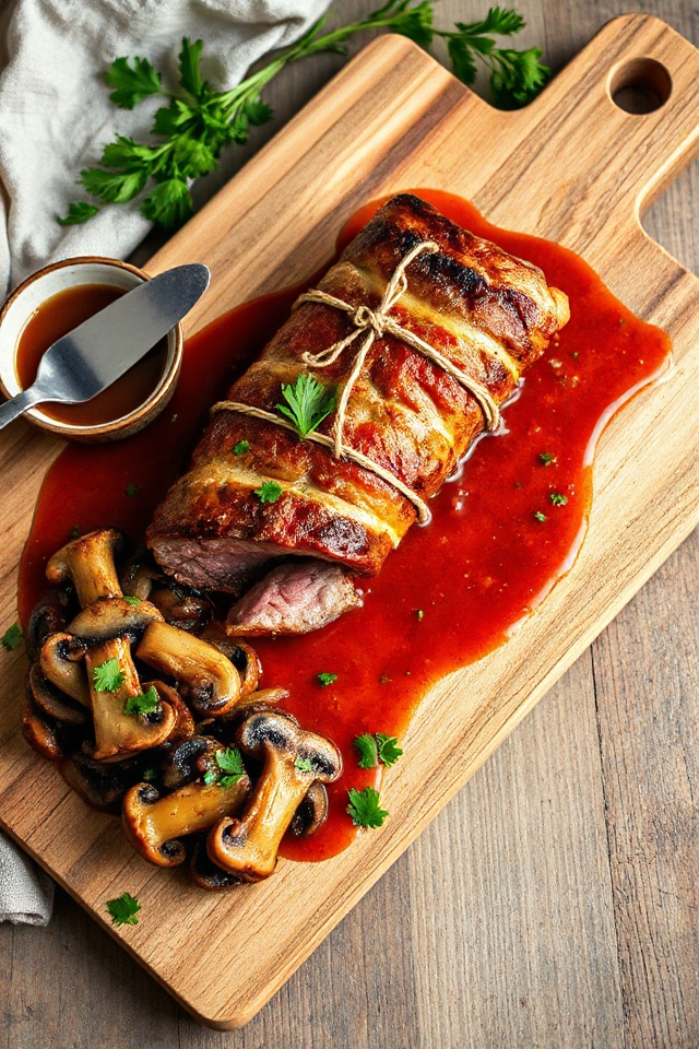 mushroom filled flank steak recipe