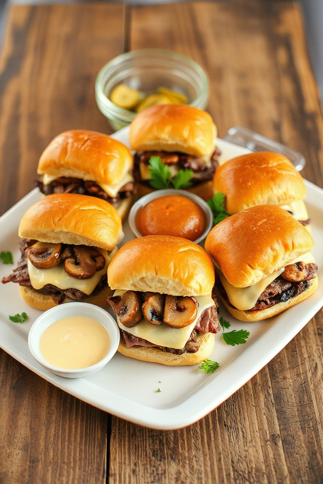 mushroom philly steak sliders