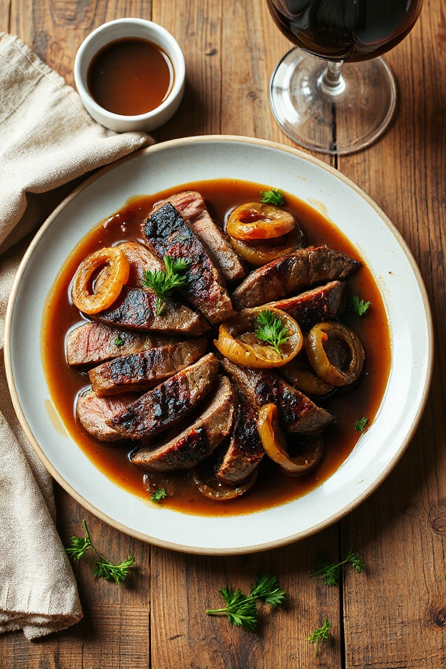 onion braised steak recipe