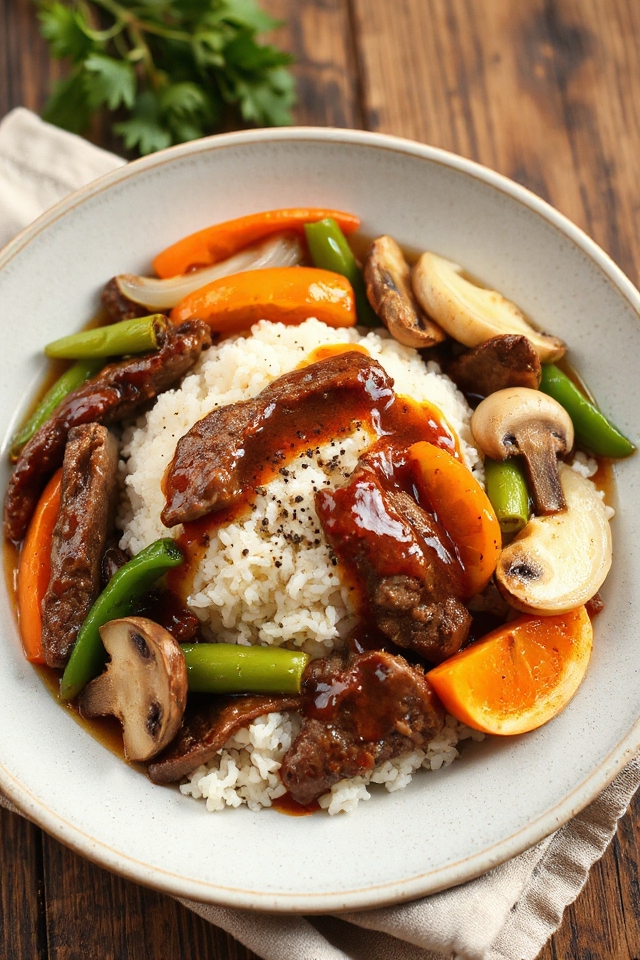 pepper steak with rice