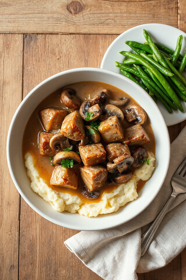 savory mushroom cubed steak