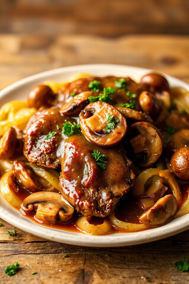 slow cooker mushroom steak