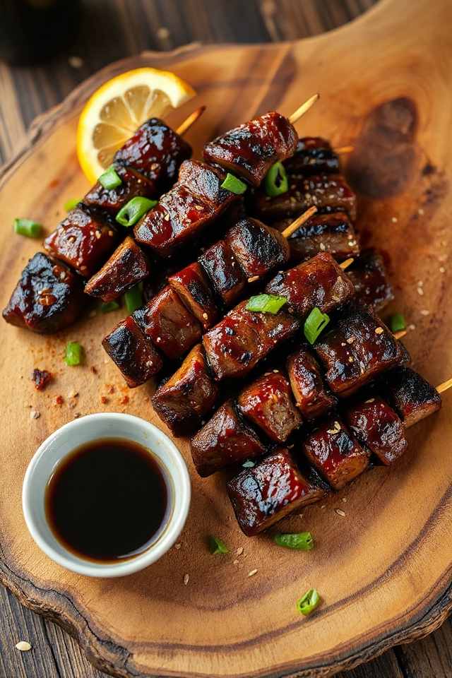 soy glazed steak skewers recipe