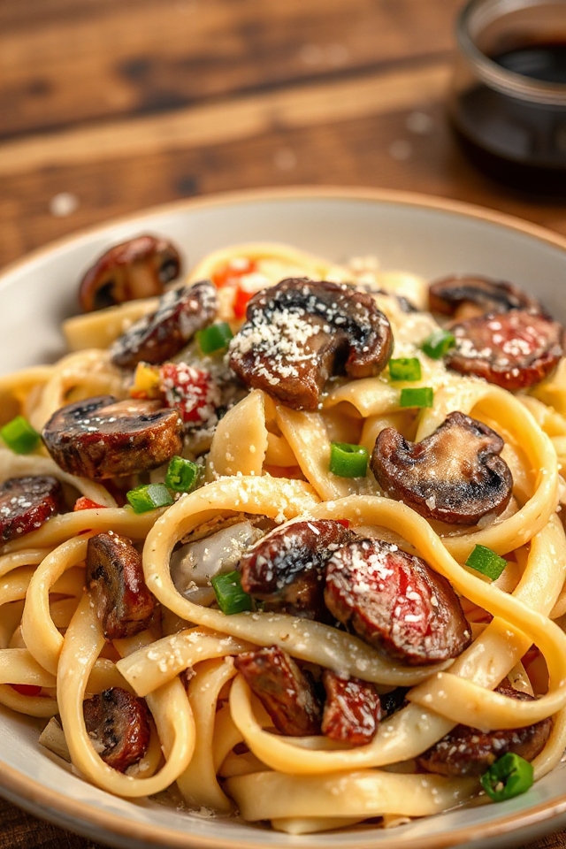 steak alfredo with fettuccine