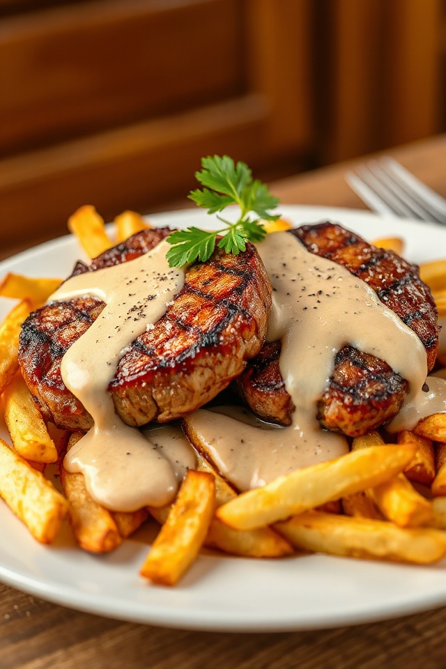 steak and crispy fries