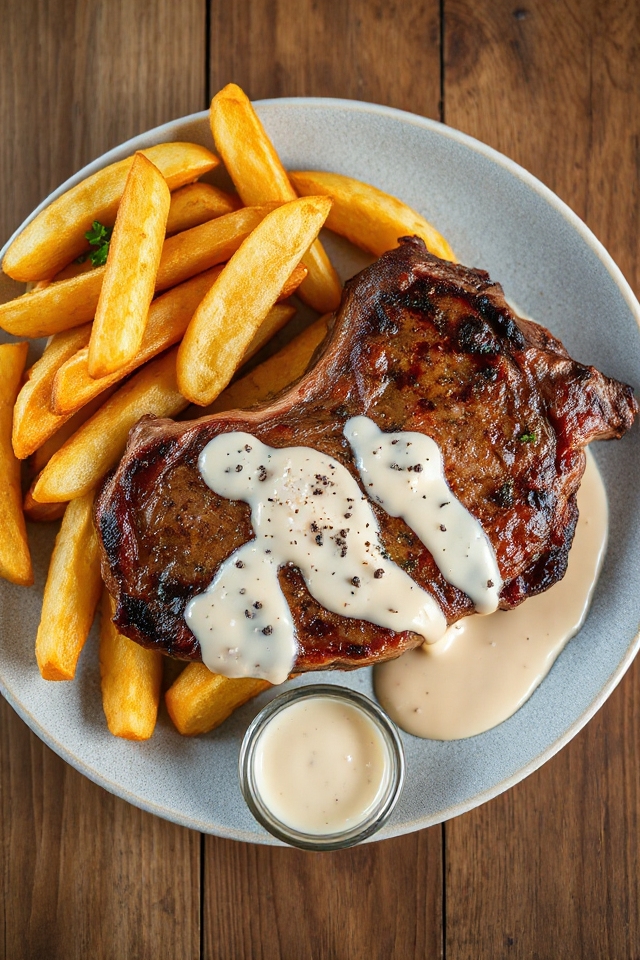 steak fries cognac cream