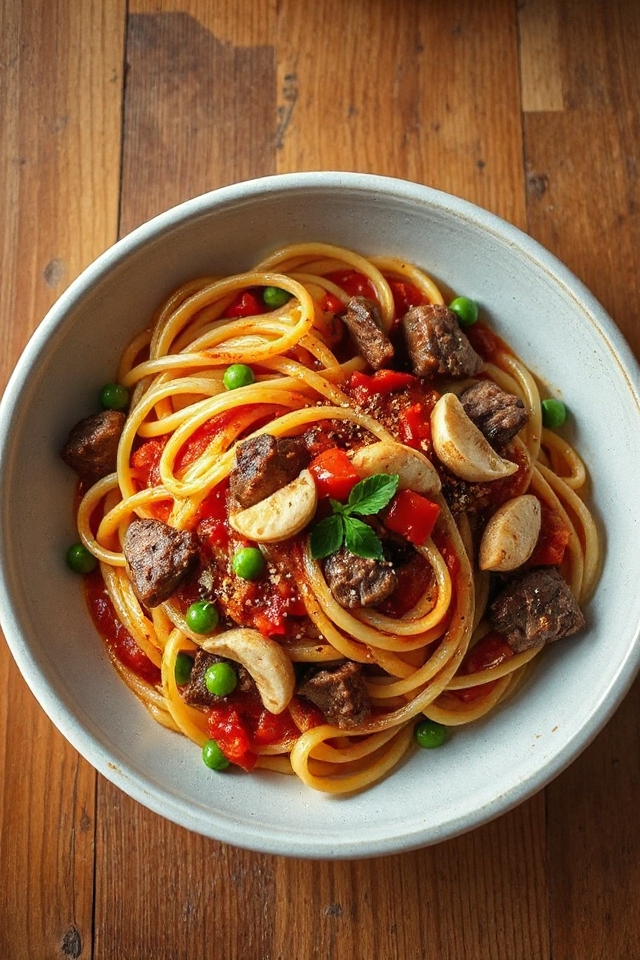 steak pasta with garlic