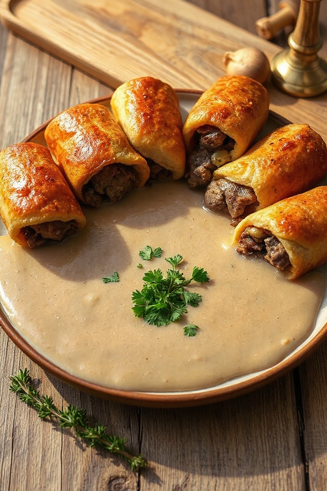 steak rolls with mushrooms