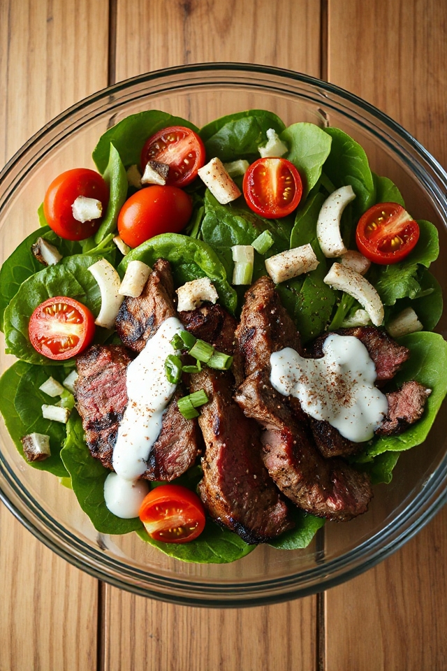 steak salad with ranch