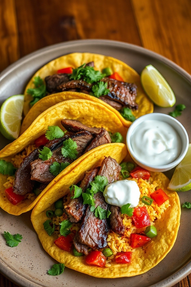 steak tacos with salsa