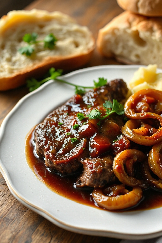 tender flavorful onion braised steak