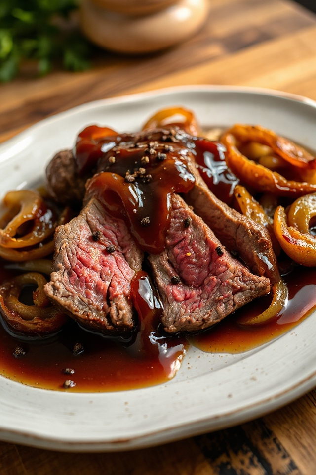 tender onion braised baked steak