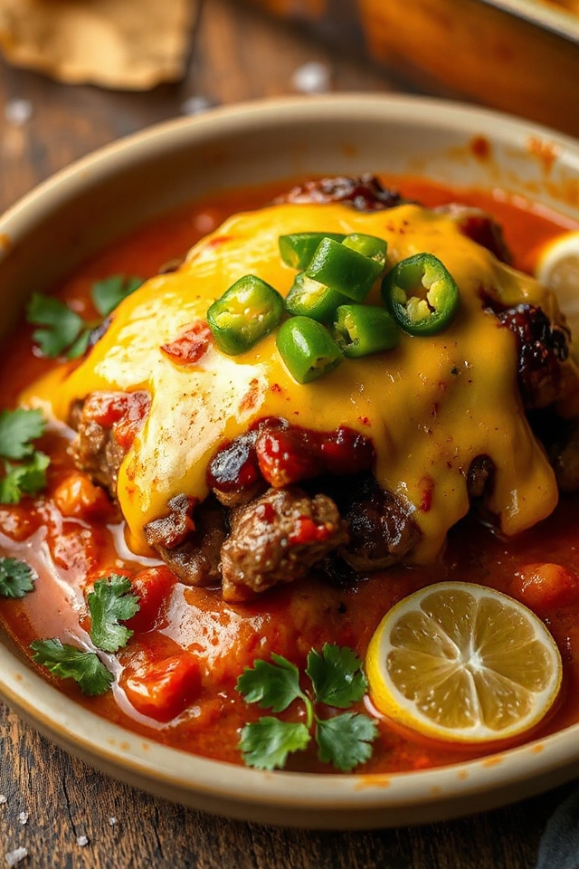 tenderized steak with chilies