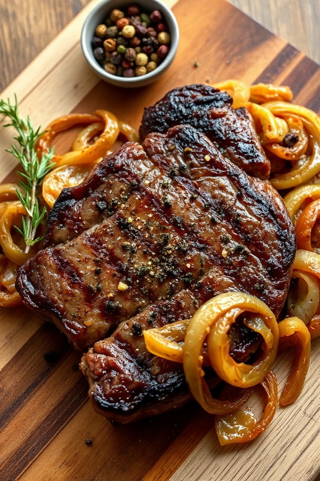 venison steak with peppercorns
