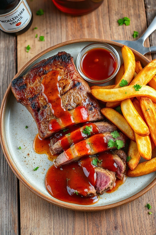 zesty steak with ketchup